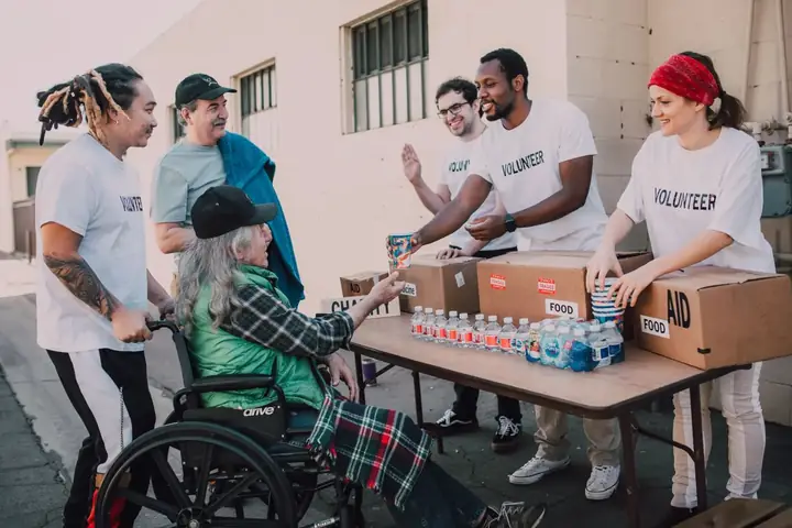 Volunteers working together in the community
